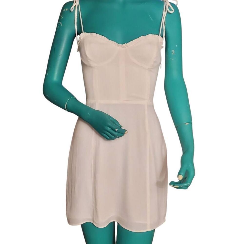 Aritzia Wilfred Fable White Mini Dress Tie Straps Little White Lined Corset Dres - Picture 2 of 12